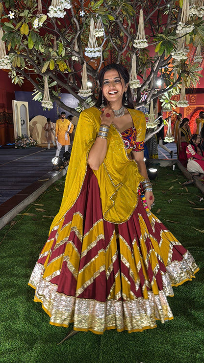 Maroon Cotton Lehenga Set