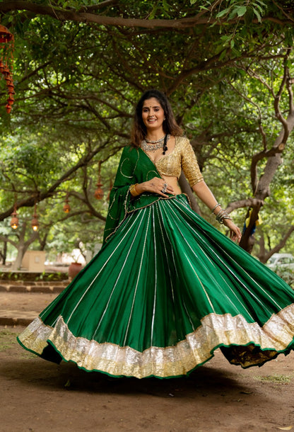 Green Spun Lehenga Set
