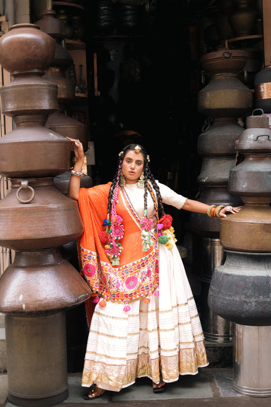 White Gradation Lehenga Set