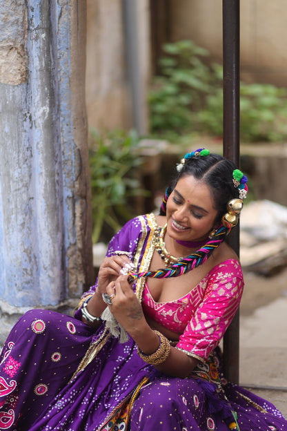 Purple Heavy Patch Lehenga Set