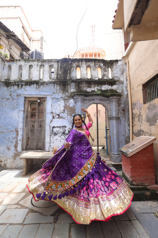 Purple Heavy Patch Lehenga Set