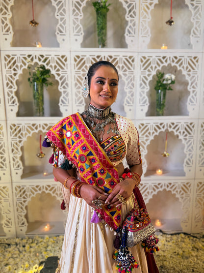 White Cotton Lehenga Set