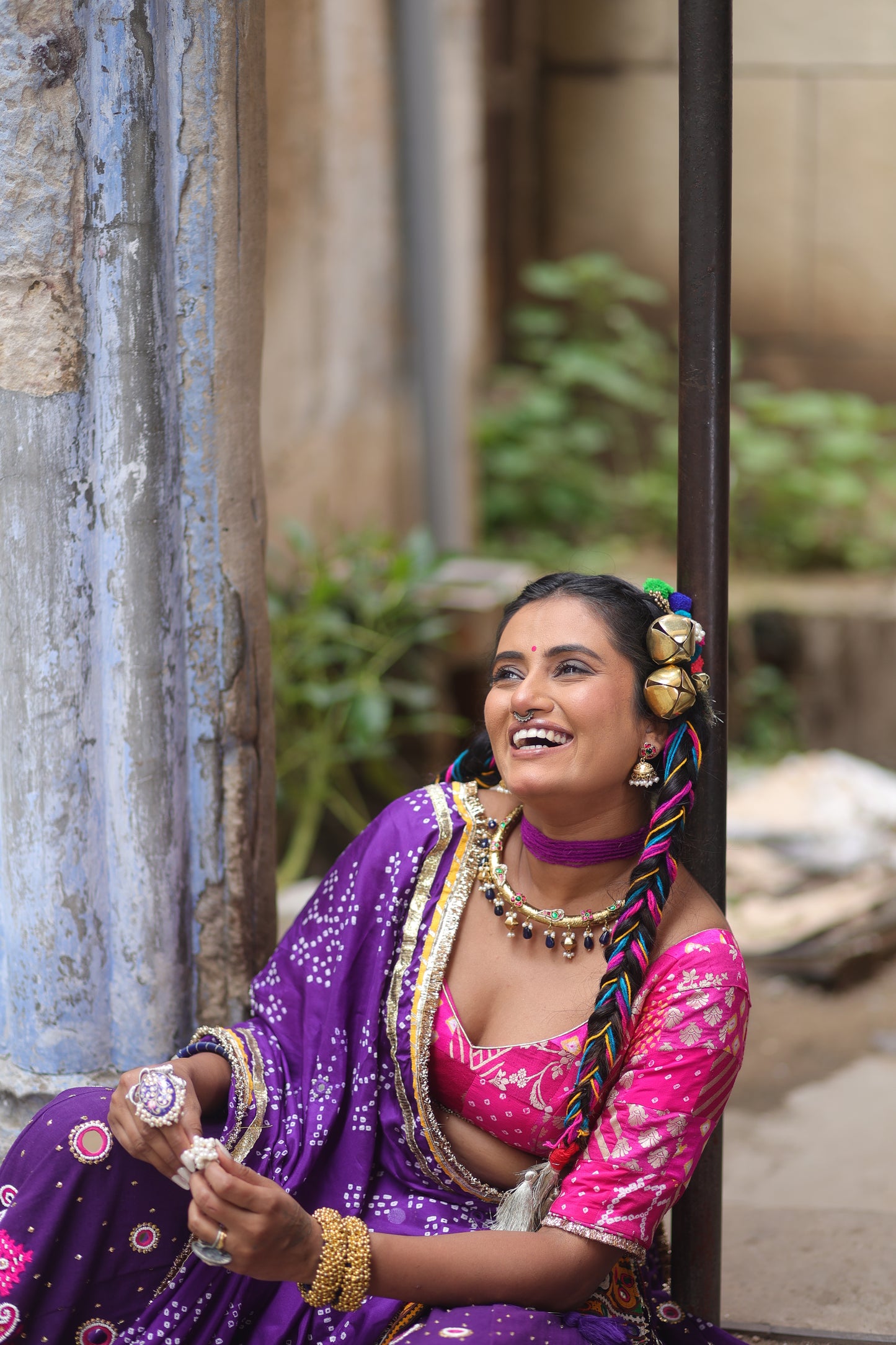 Purple Heavy Patch Lehenga Set