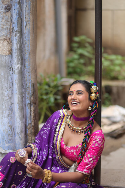 Purple Heavy Patch Lehenga Set