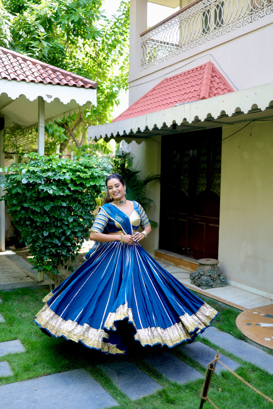 Teal Cotton Lehenga Set