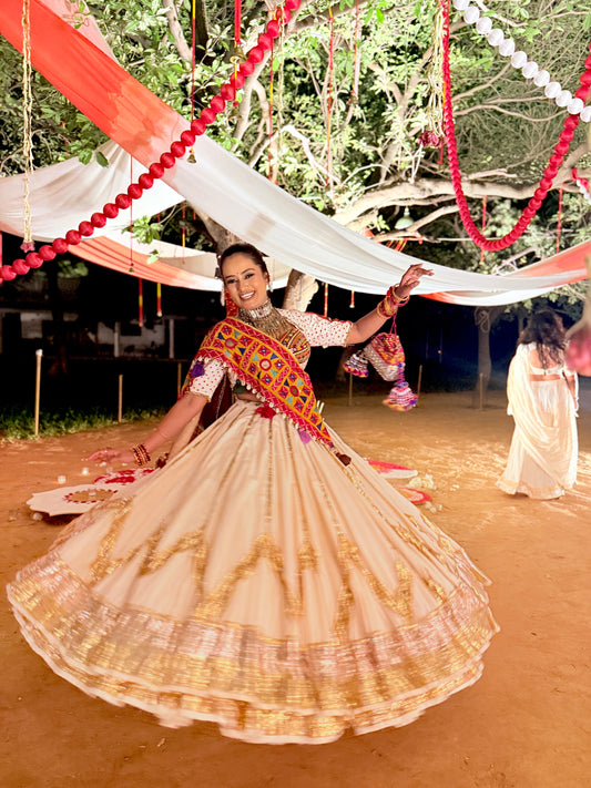 White Cotton Lehenga Set