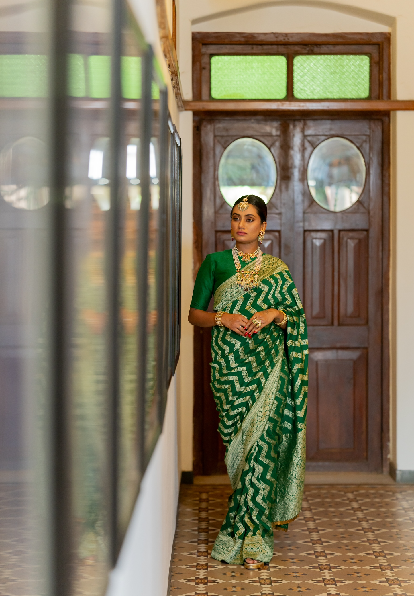Hariyali Banarasi Saree - Anjanase