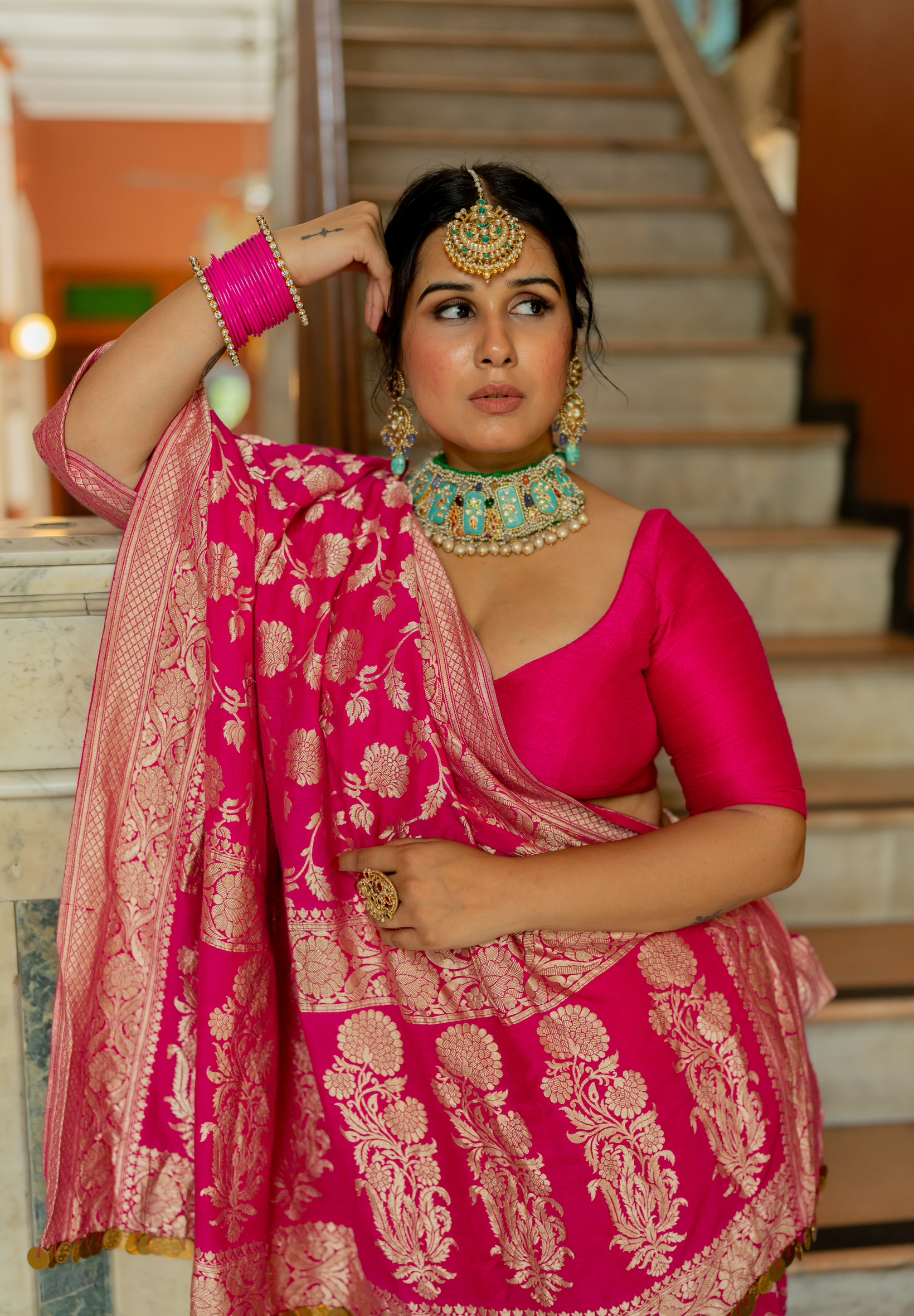 Gulaal Banarasi Saree - Anjanase