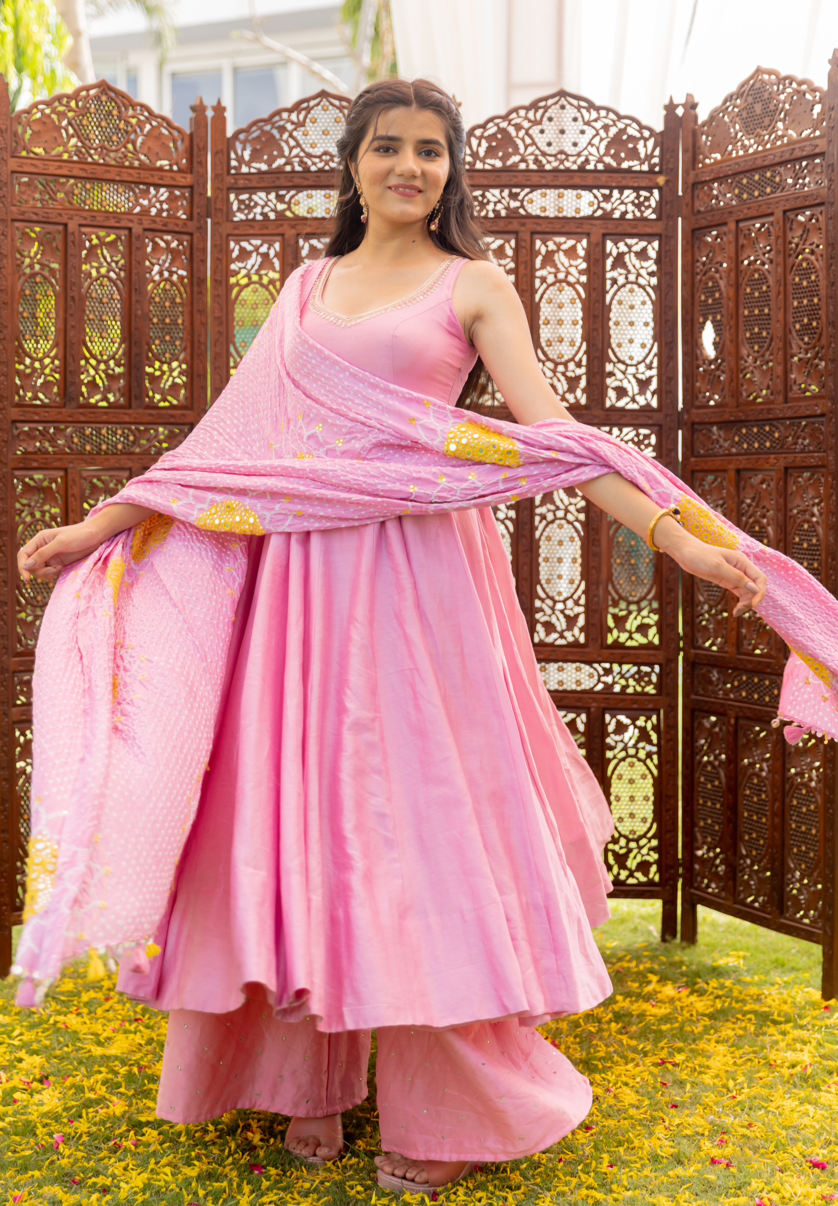 pink anarkali set 