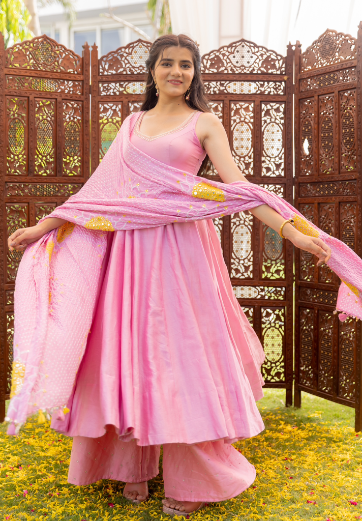 pink anarkali set 
