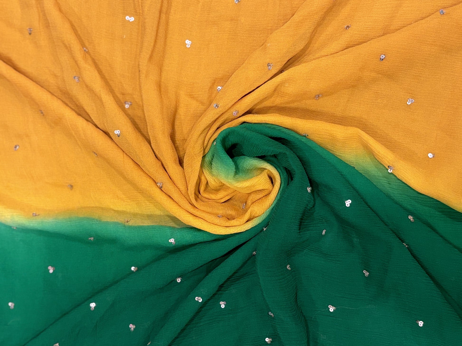 Navratri Green & yellow ombre chiffon dupatta