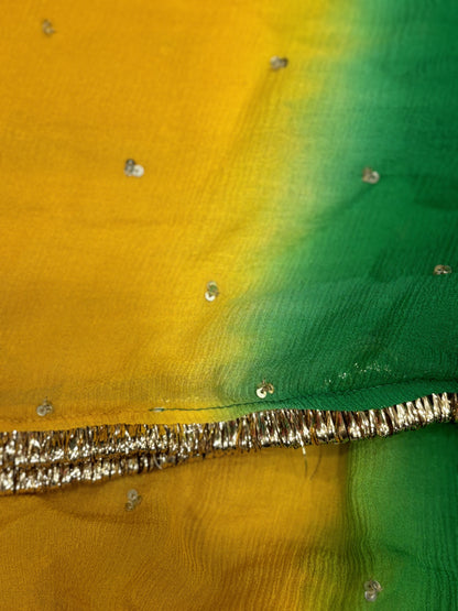 Navratri Green & yellow ombre chiffon dupatta