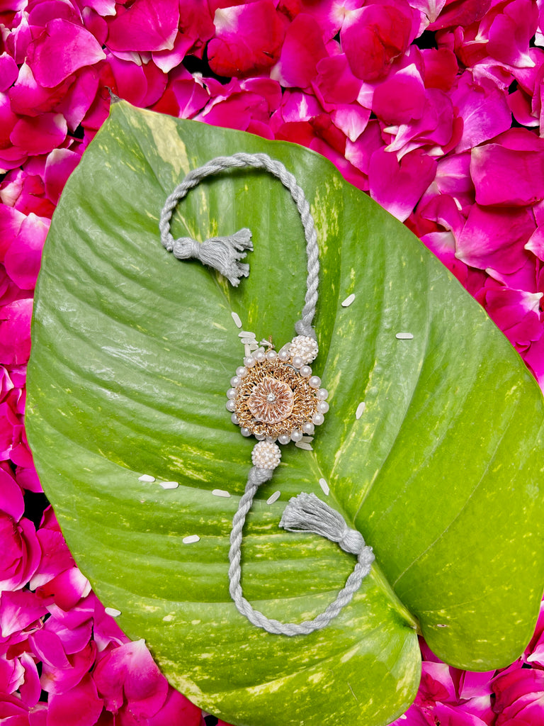 Grey Crochet Rakhi - Anjanase