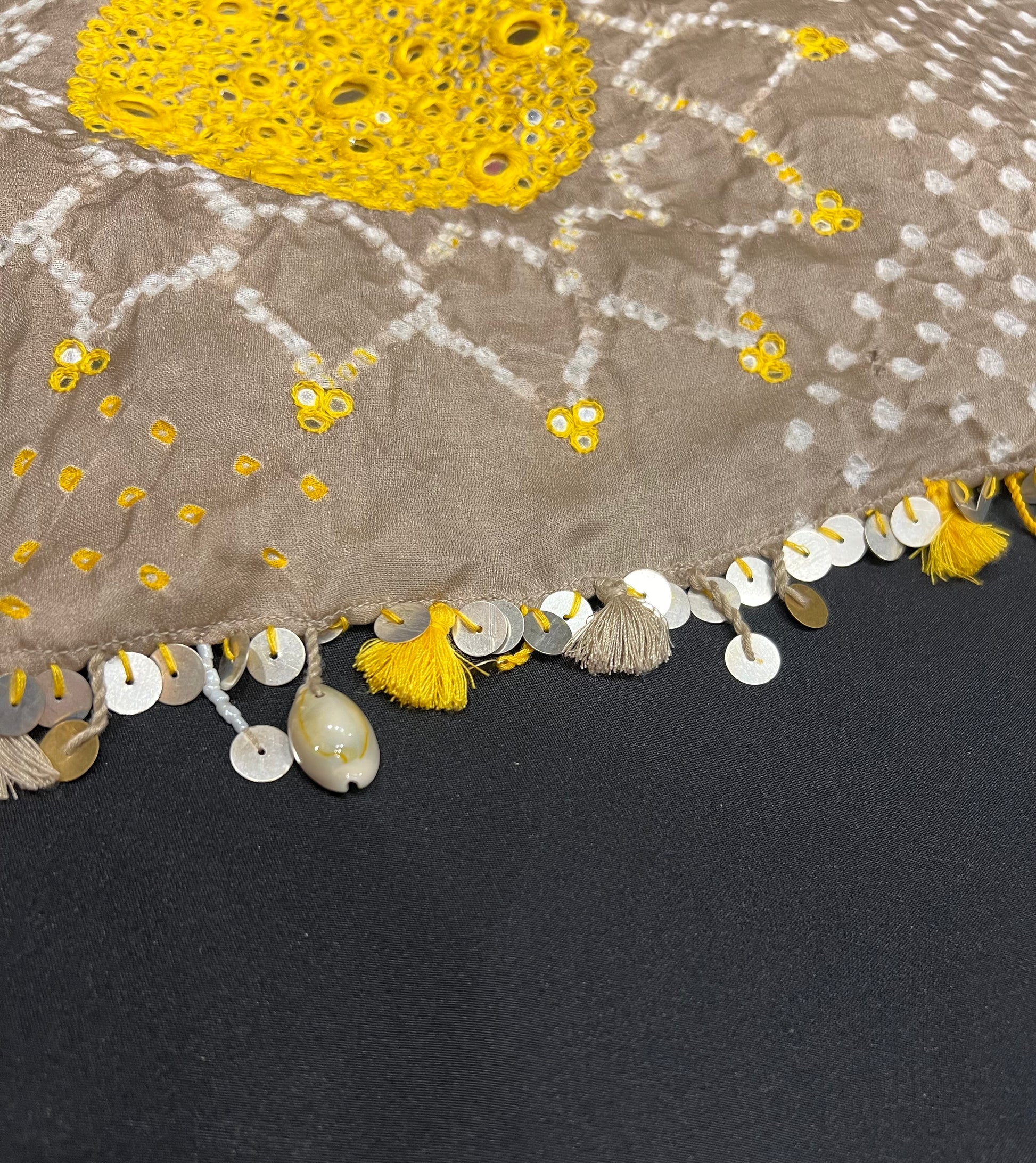 Beige Bandhani Dupatta 