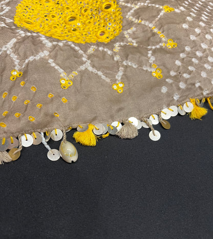 Beige Bandhani Dupatta 