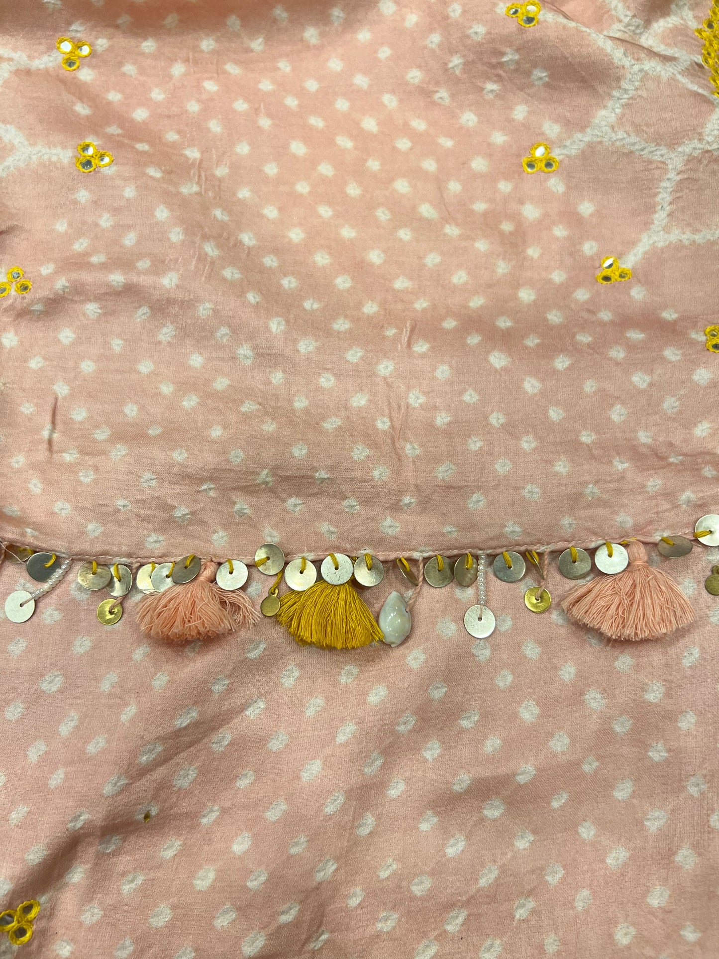 Peach Bandhani Dupatta