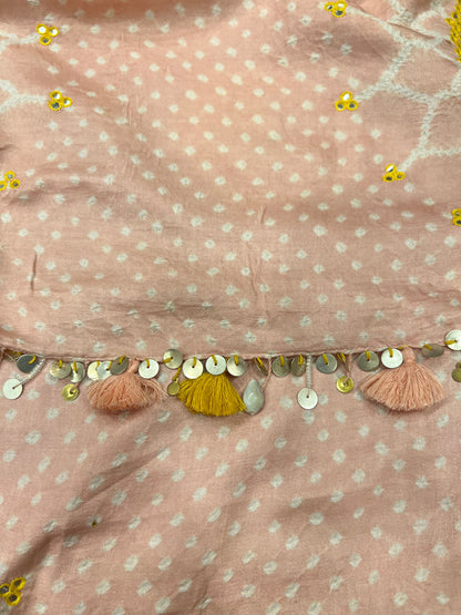 Peach Bandhani Dupatta