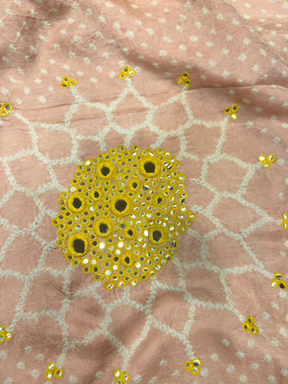 Peach Bandhani Dupatta