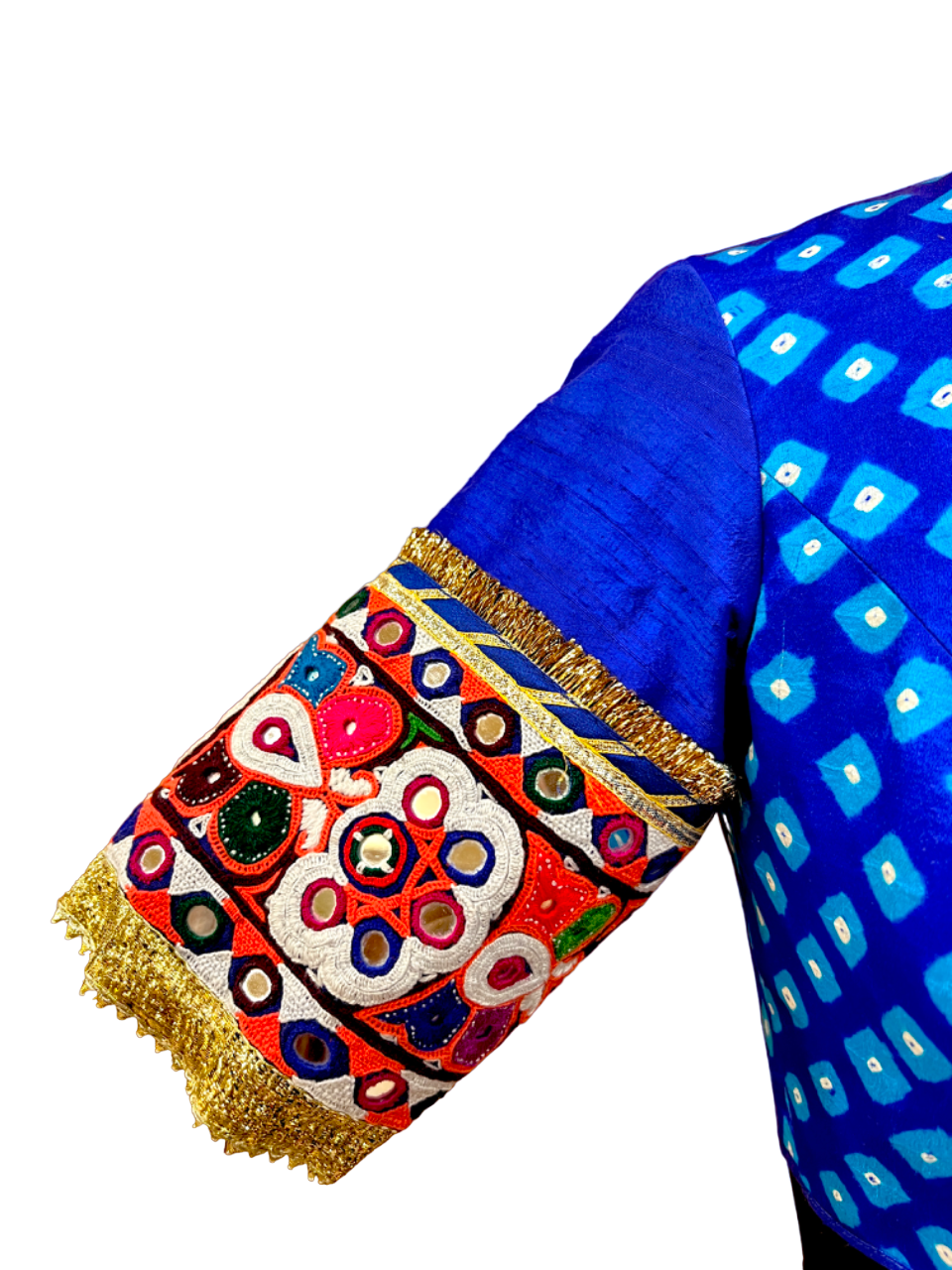 Blue Bandhani Patch Blouse - Anjanase
