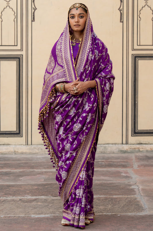 Chandrakala Purple Saree - Anjanase
