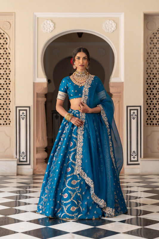 Teal lehenga set