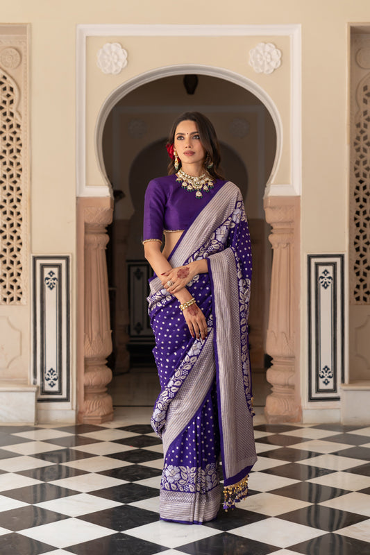 Purple muga saree