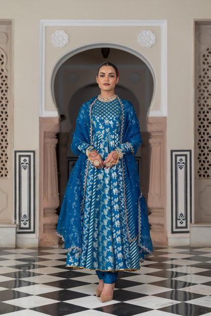 Teal Anarkali Set