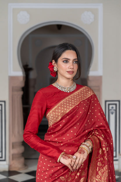 maroon raw silk blouse
