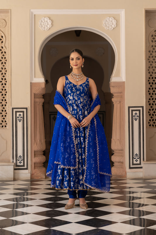 Blue Anarkali Set
