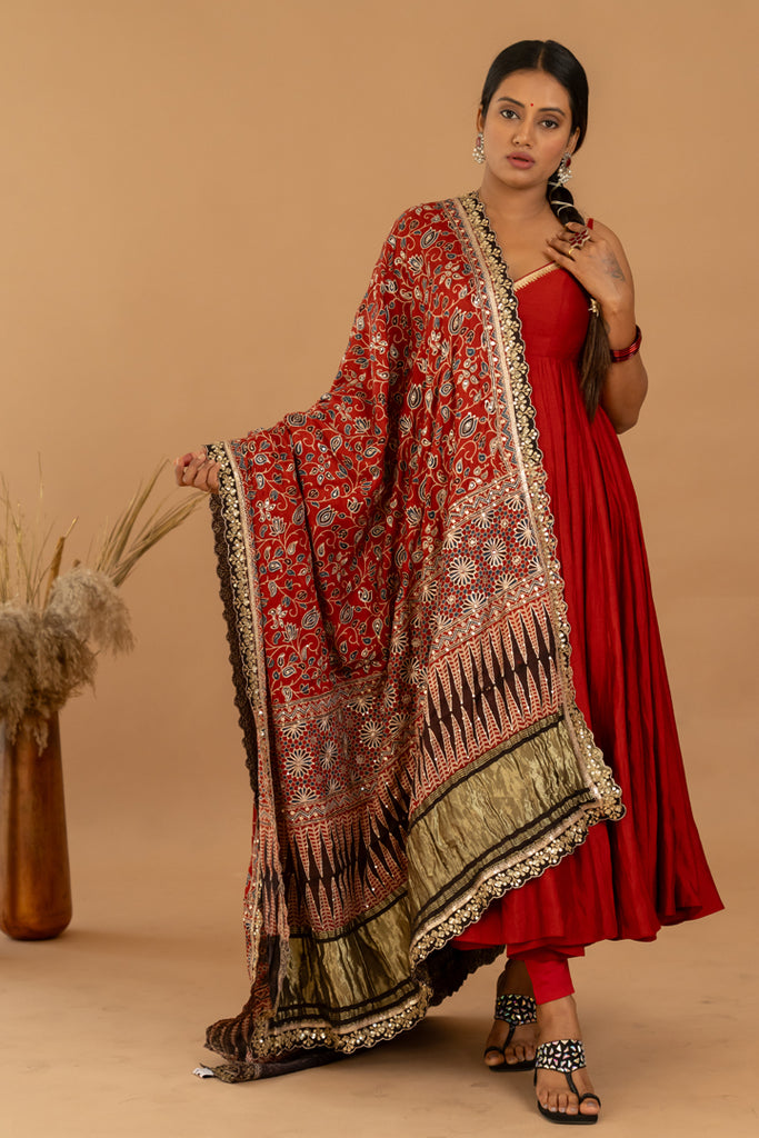Maroon Anarkali Set - Anjanase
