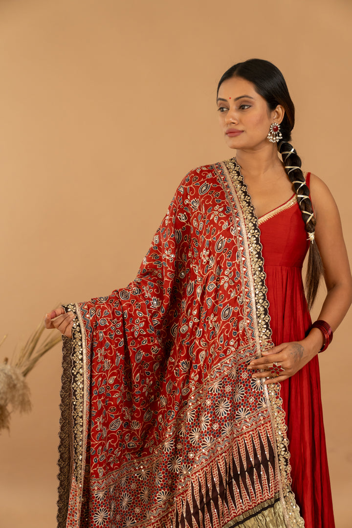 Maroon Anarkali Set - Anjanase
