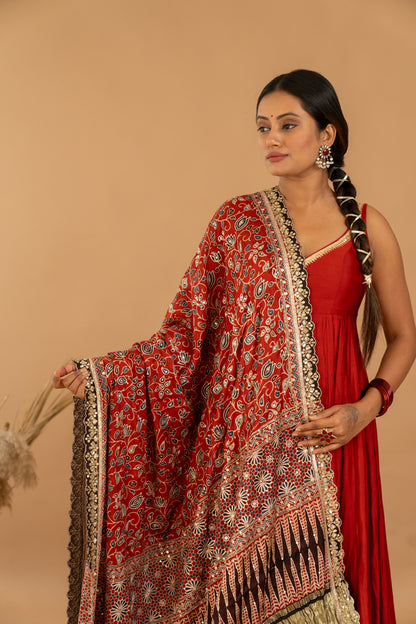 Maroon Anarkali Set - Anjanase