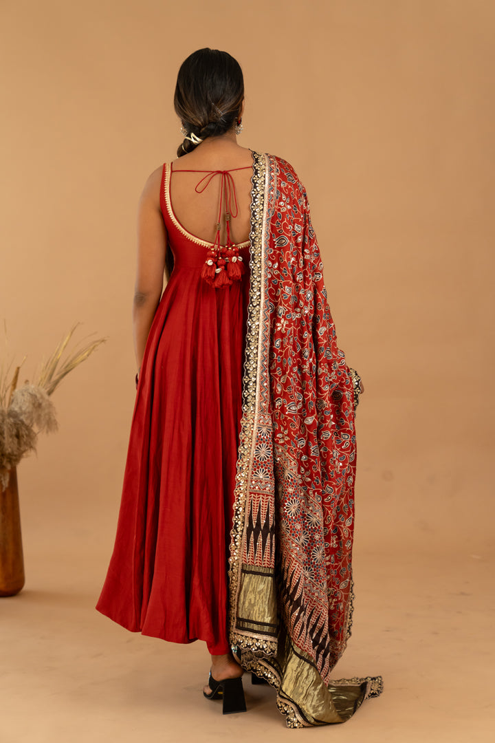 Maroon Anarkali Set - Anjanase