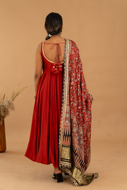 Maroon Anarkali Set - Anjanase