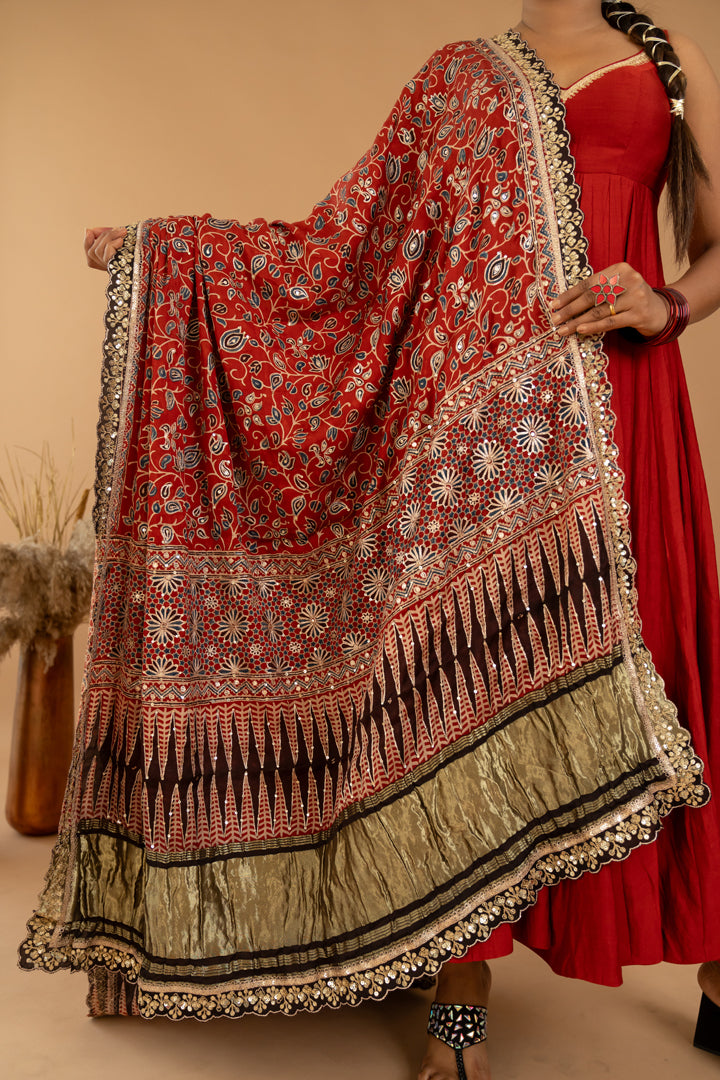 Maroon Anarkali Set - Anjanase
