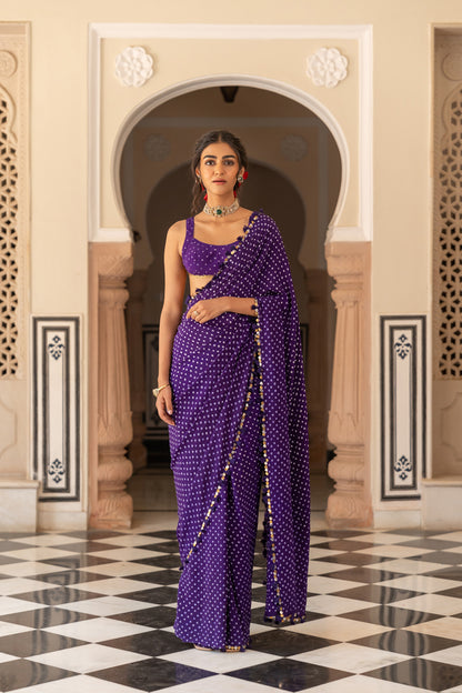 Purple Bandhani Saree