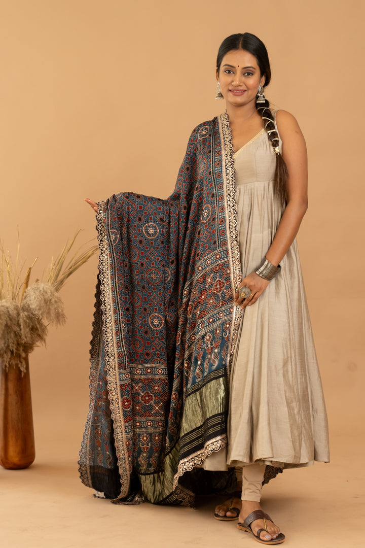 Beige Anarkali Set - Anjanase