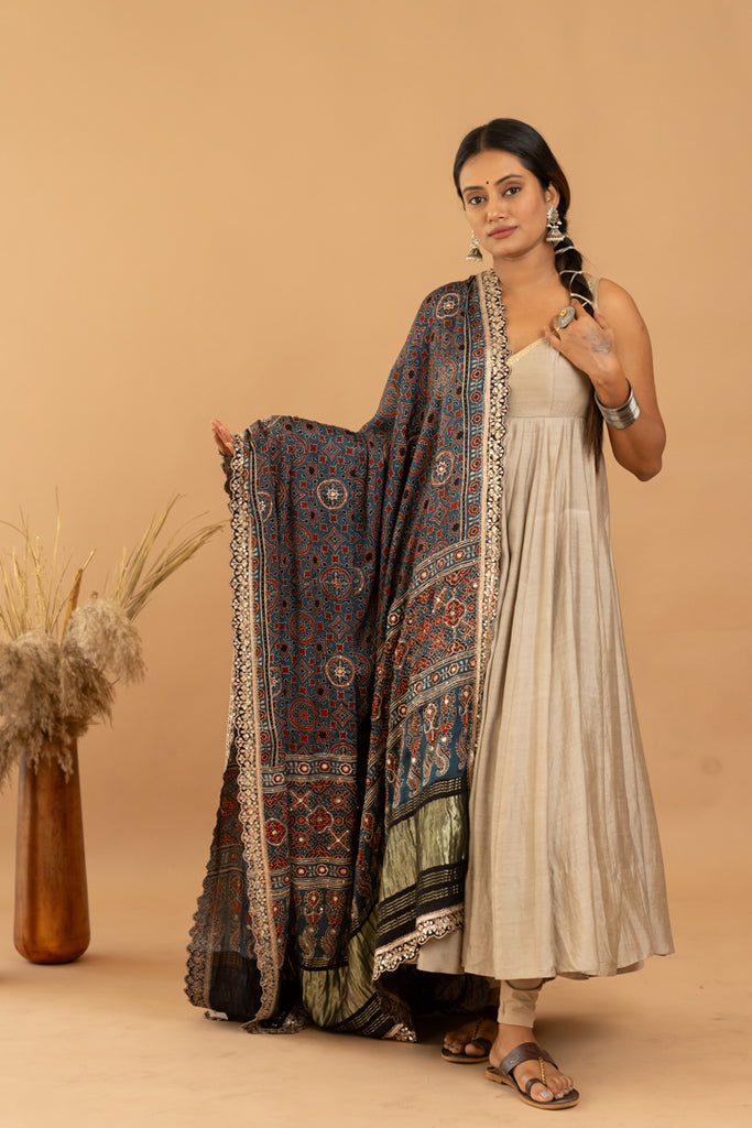 Beige Anarkali Set - Anjanase