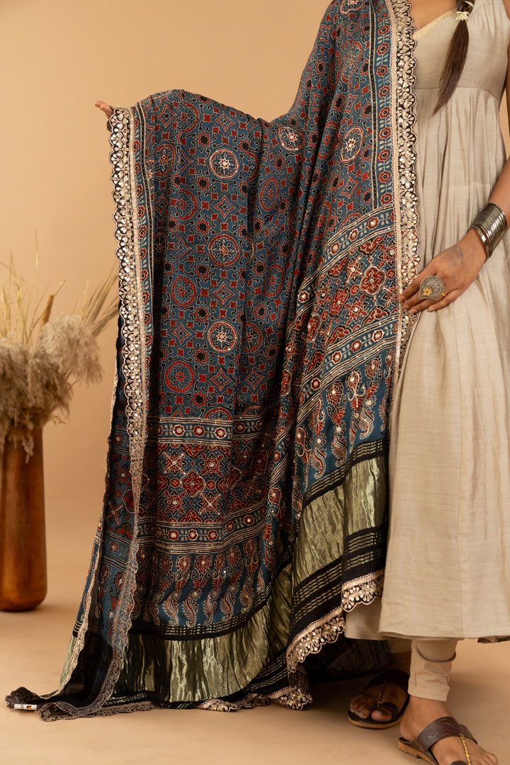 Beige Anarkali Set - Anjanase