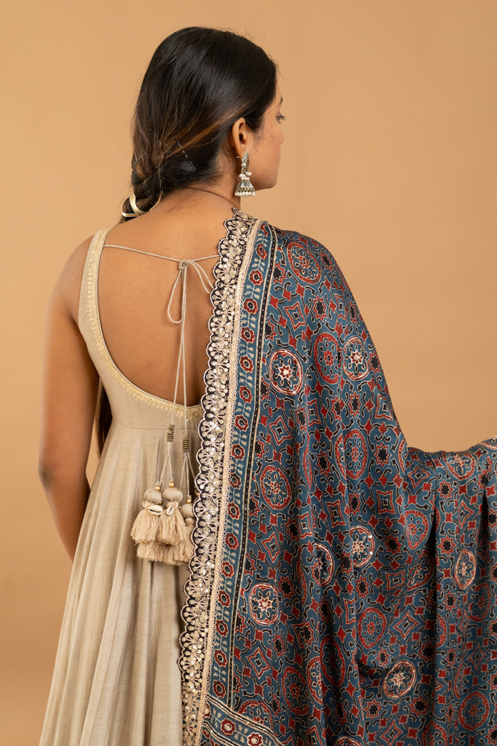 Beige Anarkali Set - Anjanase