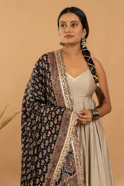 Beige Anarkali Set - Anjanase