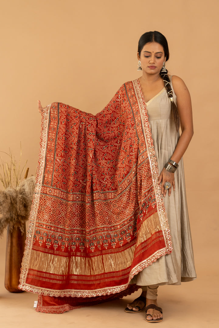 Beige Anarkali Set - Anjanase