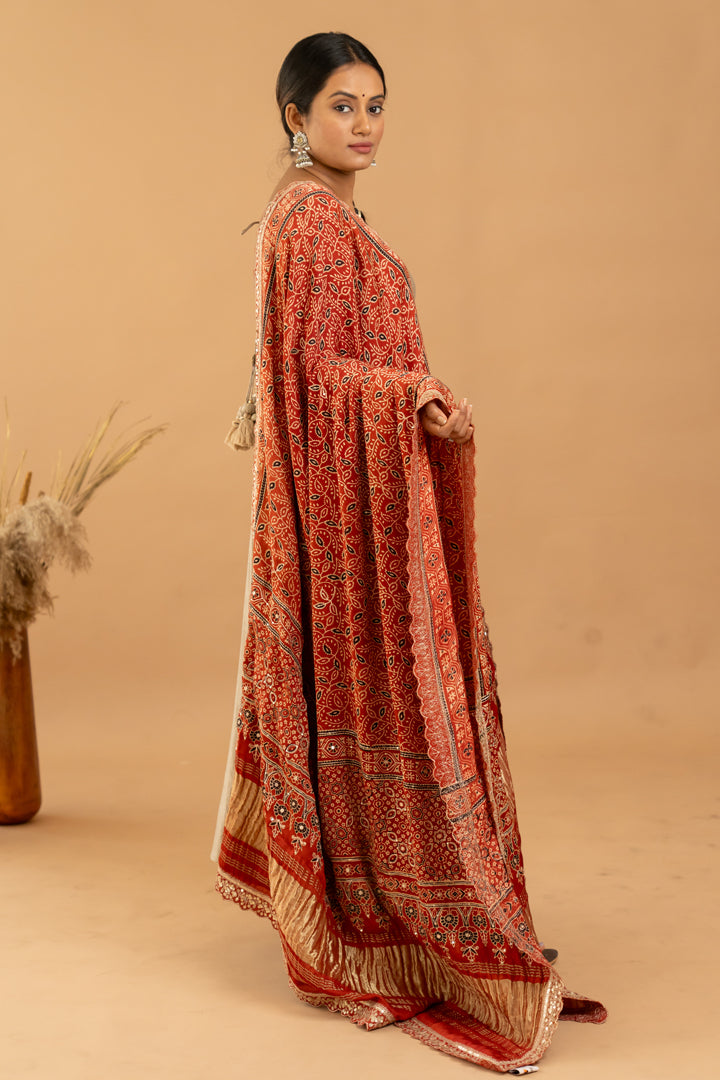 Beige Anarkali Set - Anjanase
