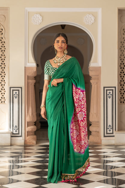 GREEN MUGA SAREE
