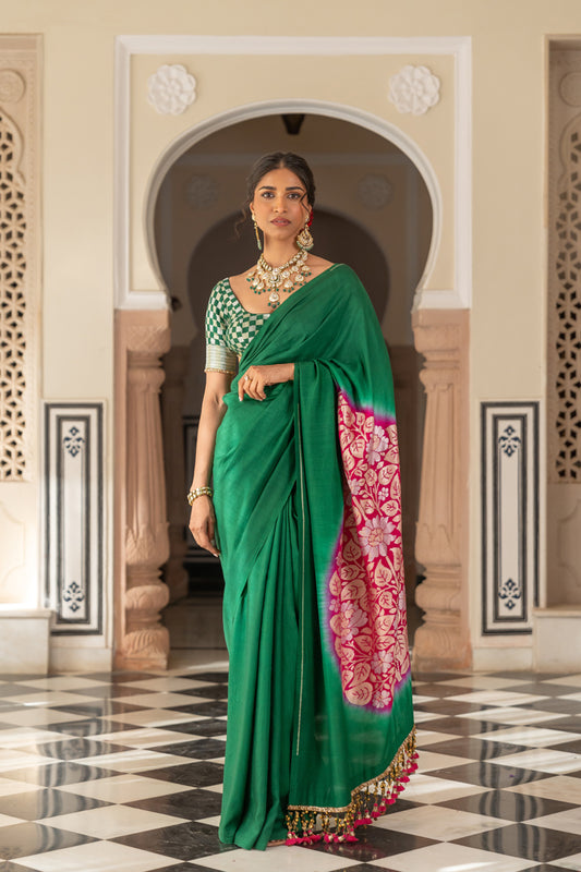GREEN MUGA SAREE