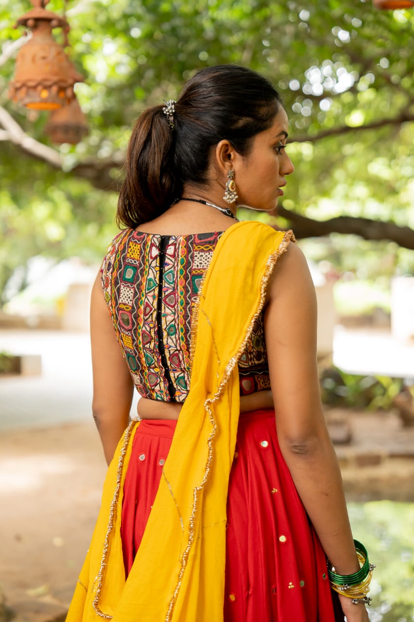  Navratri Red Patch Lehenga set