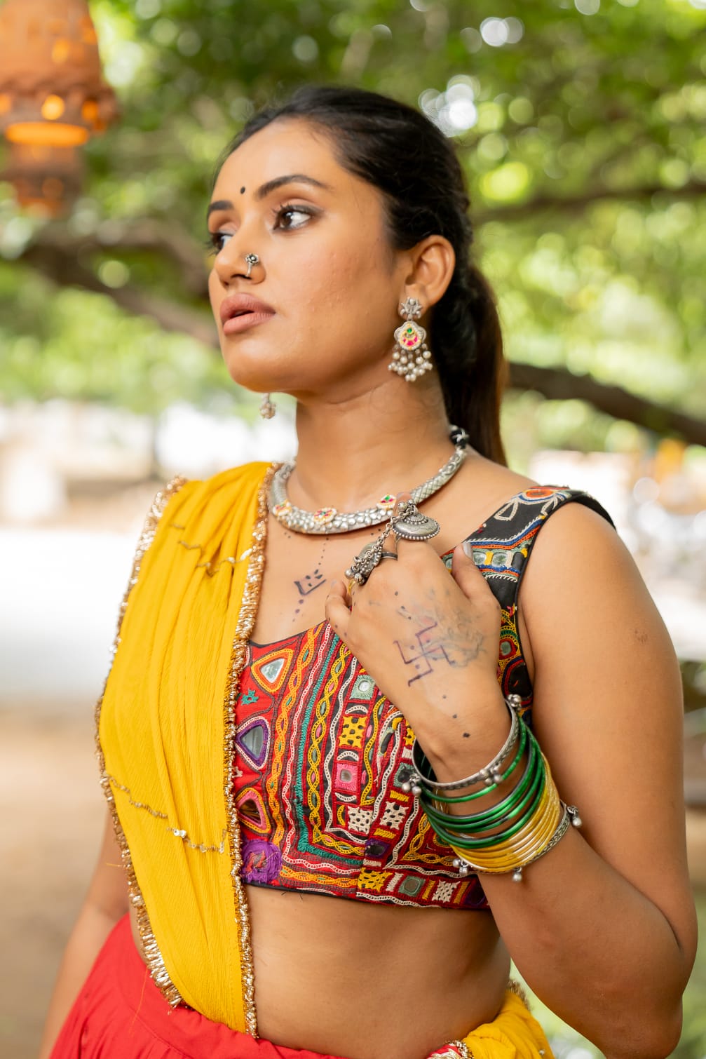  Navratri Red Patch Lehenga set