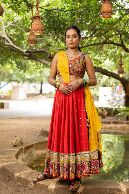  Navratri Red Patch Lehenga set