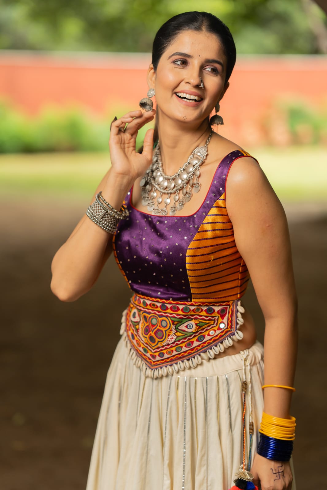 White Patch Lehenga Set