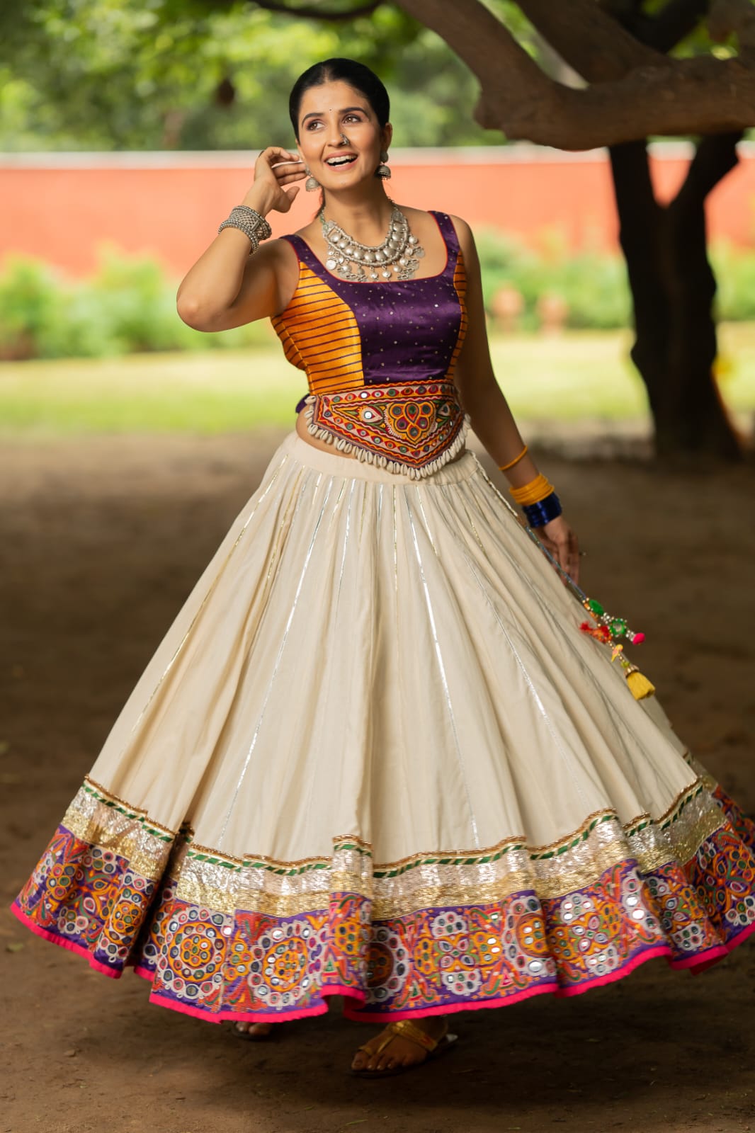 White Patch Lehenga Set